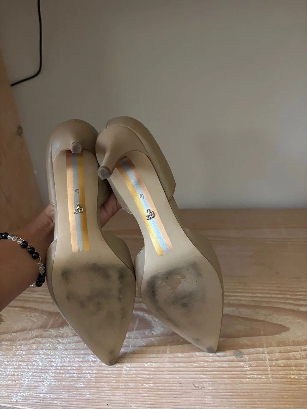 Sam Edelman Taupe Leather D'Orsay Pointed Pumps